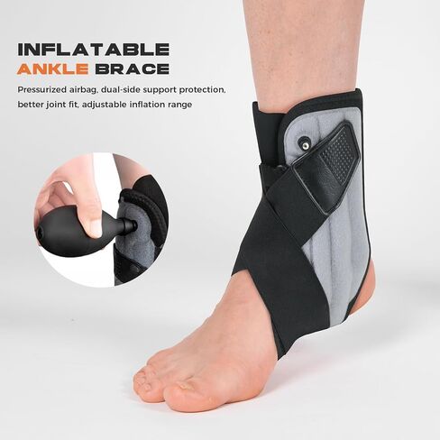 Inflatable Ankle Brace with Dual Airbag Support, Adjustable Compression & Elastic Cross Straps for Sprains, Minor Injuries, Lightweight & Breathable Design in Saudi Arabia