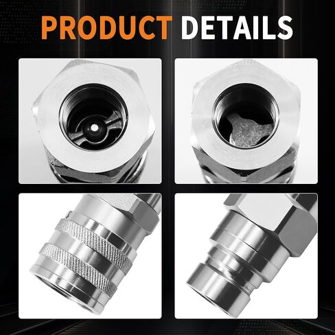 1/2’’ NPT Flat Face Hydraulic Quick Couplers Set Compatible with Bobcat Skid Steer and Other Hydraulic Equipment, ISO16028 Standard in Saudi Arabia