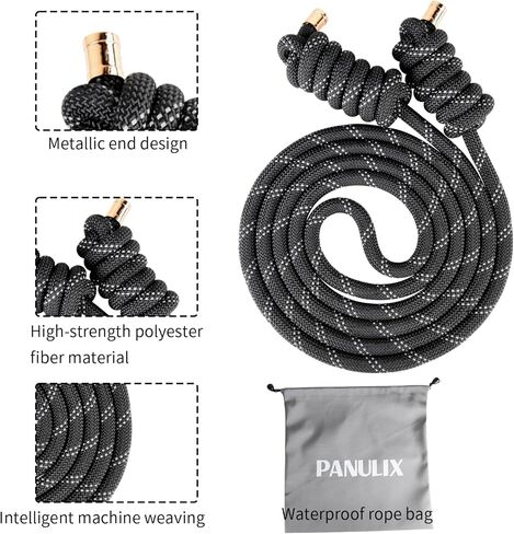 حبل التدفق ، الرجال تدريبات النساء التدريب الداخلي في الهواء الطلق تمرينات القلب للمبتدئين ، المحمولة ودائم ، شريط عاكس الأسود in Kuwait