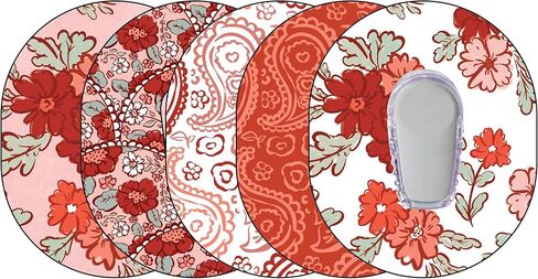 Glucomart Adhesive Pocket for Mobi (5 Count) – Maximum Strength Patches for Wearing Mobi Insulin Pump, Waterproof & Hypoallergenic (Floral Red Variety Pack) (Mobi Pocket) in Kuwait