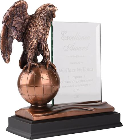 جائزة Eagle Trophy مع لوحة زجاجية 4x6 - كأس الاعتراف الوطني المحفور المخصص على القاعدة - رمز القوة والشرف والقيادة والإنجاز in Kuwait