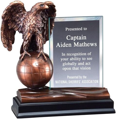 جائزة Eagle Trophy مع لوحة زجاجية 4x6 - كأس الاعتراف الوطني المحفور المخصص على القاعدة - رمز القوة والشرف والقيادة والإنجاز in Kuwait