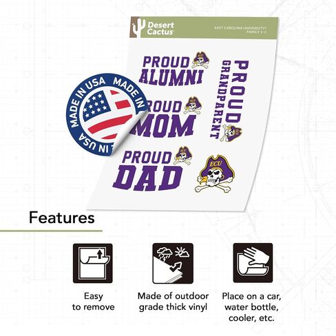 Desert Cactus East Carolina Sticker ECU Vinyl Secal Scal Laptop Botto Car Scrapbook (ورقة كاملة من العائلة) in Saudi Arabia