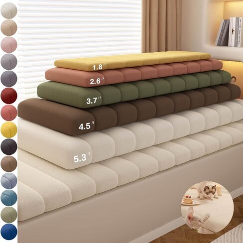 Custom Window Seat Cushions Indoor, Circle Fleece Bay Window Cushion, Waterproof Anti-cat Scratch Bench Cushions for Indoor Furniture, Custom Bench Cushions with Non Slip Bottom in Saudi Arabia