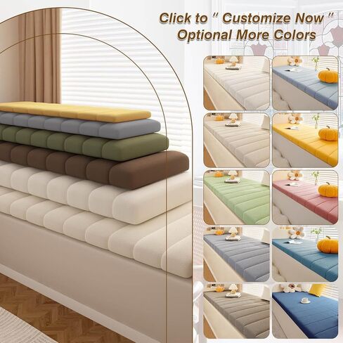 Custom Window Seat Cushions Indoor, Circle Fleece Bay Window Cushion, Waterproof Anti-cat Scratch Bench Cushions for Indoor Furniture, Custom Bench Cushions with Non Slip Bottom in Saudi Arabia