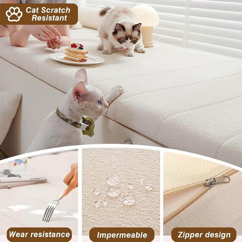 Custom Window Seat Cushions Indoor, Circle Fleece Bay Window Cushion, Waterproof Anti-cat Scratch Bench Cushions for Indoor Furniture, Custom Bench Cushions with Non Slip Bottom in Saudi Arabia