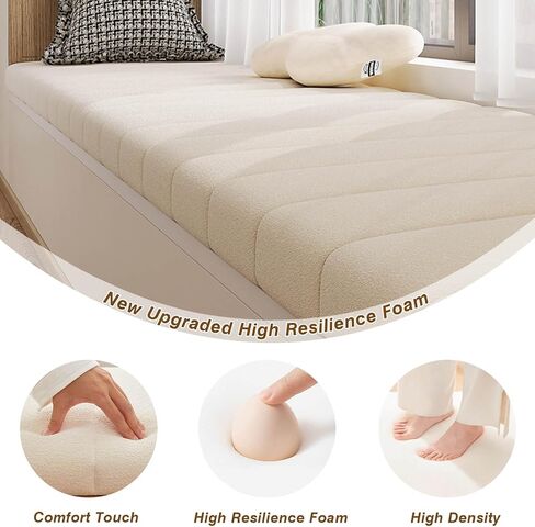 Custom Window Seat Cushions Indoor, Circle Fleece Bay Window Cushion, Waterproof Anti-cat Scratch Bench Cushions for Indoor Furniture, Custom Bench Cushions with Non Slip Bottom in Saudi Arabia