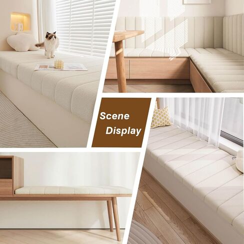 Custom Window Seat Cushions Indoor, Circle Fleece Bay Window Cushion, Waterproof Anti-cat Scratch Bench Cushions for Indoor Furniture, Custom Bench Cushions with Non Slip Bottom in Saudi Arabia