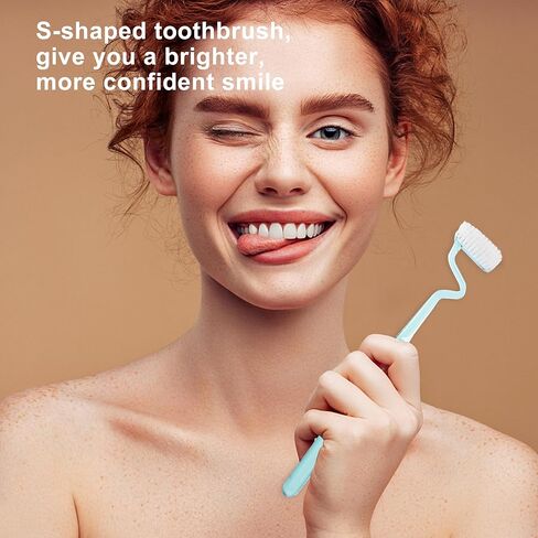 Soft S-Shaped Manual Toothbrush for Adults Sensitive Gums,Nano Floss Bristles Vertical Tooth Brushes with Candy Color Deep Clean for Junior Youth Teeth Brush (1 Green) in Kuwait