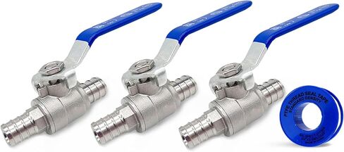 CMI Inc - 1/2" PEX Ball Valve – 304 Stainless Steel Full Port Inline Shutoff for Hot & Cold Water, Threaded & Compression Fittings, Crimping Tool Compatible, Plumbing System Manifold Adapter - 1 Pack in Saudi Arabia