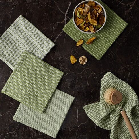DII Everyday Kitchen Collection Assorted Dishcloth Set, 12x12, Antique Green, 5 Count in Kuwait