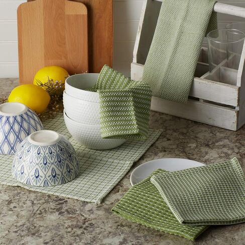 DII Everyday Kitchen Collection Assorted Dishcloth Set, 12x12, Antique Green, 5 Count in Kuwait