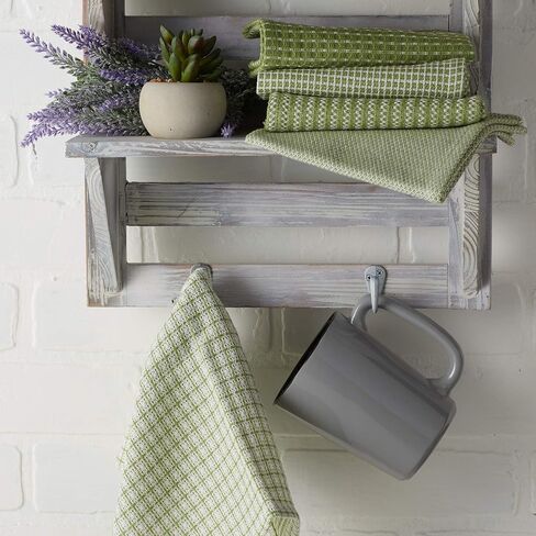 DII Everyday Kitchen Collection Assorted Dishcloth Set, 12x12, Antique Green, 5 Count in Kuwait