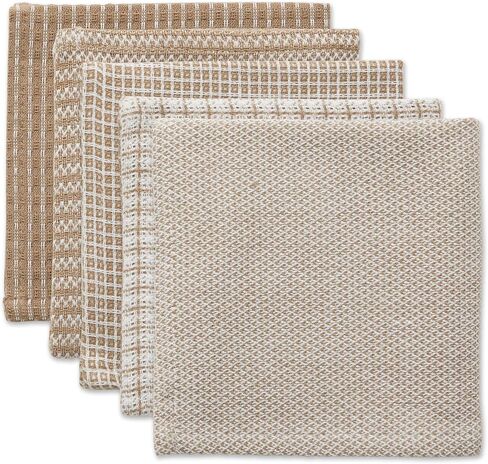 DII Everyday Kitchen Collection Assorted Dishcloth Set, 12x12, Antique Green, 5 Count in Kuwait