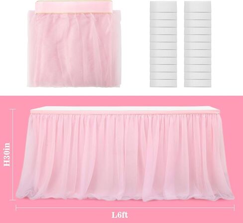 6ft Pink Tulle Table Skirt – MAQIHAN Table Skirt Tablecloth for Round Rectangular Tables Made of Tutu Fabric Restaurant Dessert Table Wedding Birthday Party Baby Shower Decor Disposable in Saudi Arabia