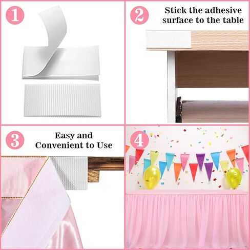 6ft Pink Tulle Table Skirt – MAQIHAN Table Skirt Tablecloth for Round Rectangular Tables Made of Tutu Fabric Restaurant Dessert Table Wedding Birthday Party Baby Shower Decor Disposable in Saudi Arabia
