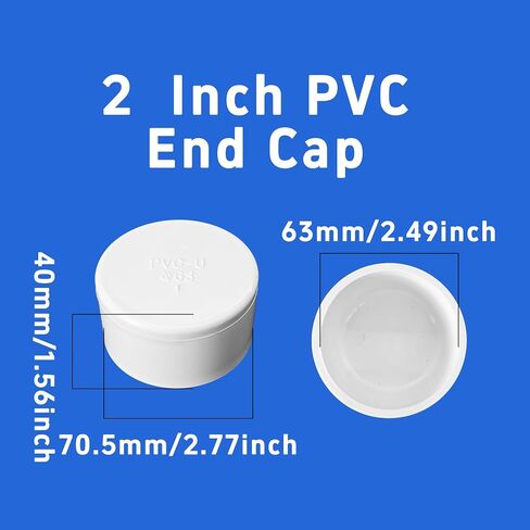 2pcs 2 بوصة PVC End Caps ، محول مقبس الأثاث الأبيض ، أغطية تركيب أنابيب PVC لإطارات الدفيئة وأنظمة الرفوف (القطر الداخلي 63 مم) in Kuwait