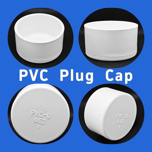 2pcs 2 بوصة PVC End Caps ، محول مقبس الأثاث الأبيض ، أغطية تركيب أنابيب PVC لإطارات الدفيئة وأنظمة الرفوف (القطر الداخلي 63 مم) in Kuwait