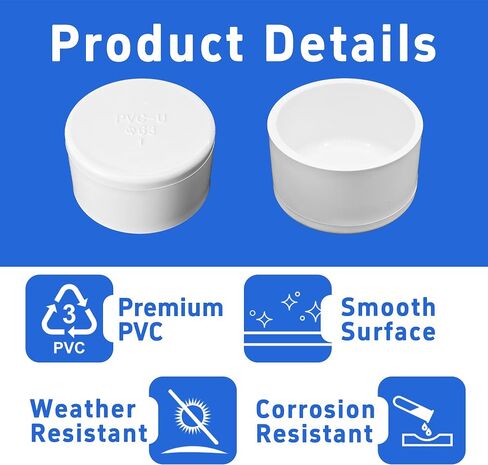 2pcs 2 بوصة PVC End Caps ، محول مقبس الأثاث الأبيض ، أغطية تركيب أنابيب PVC لإطارات الدفيئة وأنظمة الرفوف (القطر الداخلي 63 مم) in Kuwait