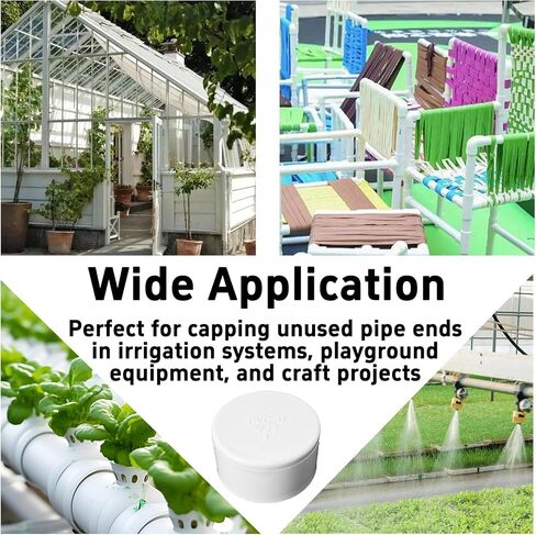 2pcs 2 بوصة PVC End Caps ، محول مقبس الأثاث الأبيض ، أغطية تركيب أنابيب PVC لإطارات الدفيئة وأنظمة الرفوف (القطر الداخلي 63 مم) in Kuwait