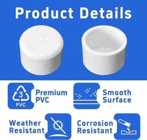 2pcs 2 بوصة PVC End Caps ، محول مقبس الأثاث الأبيض ، أغطية تركيب أنابيب PVC لإطارات الدفيئة وأنظمة الرفوف (القطر الداخلي 63 مم) in Kuwait