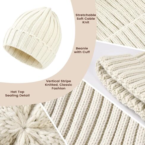 Women Winter Hat Beanie+Long Scarf+Touch Screen Gloves Set, Warm Clothes Set with Knit Fleece Lined for Women/Men Winter in Saudi Arabia