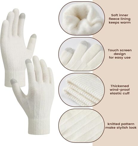 Women Winter Hat Beanie+Long Scarf+Touch Screen Gloves Set, Warm Clothes Set with Knit Fleece Lined for Women/Men Winter in Saudi Arabia