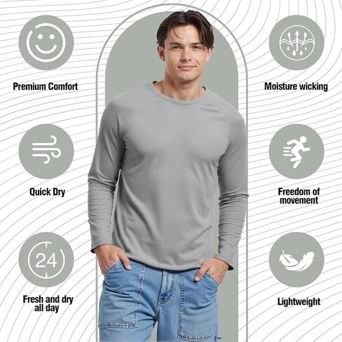 الرجال الخيزران للرجال تجريب القمصان طويلة الأكمام رطبة الفتل الجافة الجافة الجافة خفيفة الوزن الرياضية الجري in Kuwait