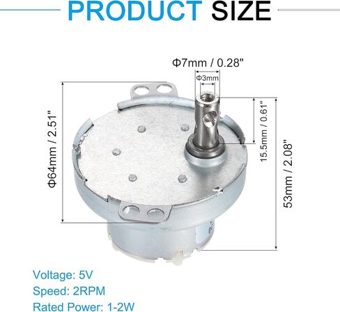 MECCANIXITY Slow Speed Motor JS-50T Electric Motor Brushed Gear Motor, 5V DC 2RPM Motor CW/CCW D Shaft DC Motor Large Torque for 3D Printer Filament Rotating Display Stand in Saudi Arabia