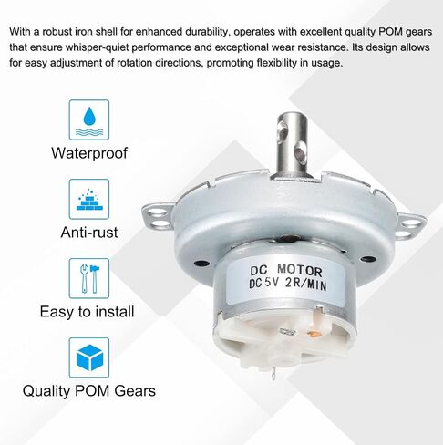 MECCANIXITY Slow Speed Motor JS-50T Electric Motor Brushed Gear Motor, 5V DC 2RPM Motor CW/CCW D Shaft DC Motor Large Torque for 3D Printer Filament Rotating Display Stand in Saudi Arabia