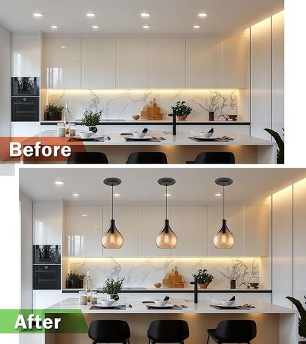 5" and 6" Recessed Can Light Conversion Kit, Light Fixture Upgrade, Pendant Light, Fan Compatible, Equipped with 7¾ Inch Decorative Plastic Medallion, Black Finish in Kuwait