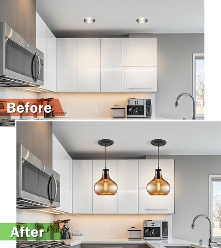 5" and 6" Recessed Can Light Conversion Kit, Light Fixture Upgrade, Pendant Light, Fan Compatible, Equipped with 7¾ Inch Decorative Plastic Medallion, Black Finish in Kuwait