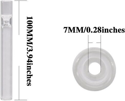 Glass Tube Stem, 4 Inch Long 12 mm OD 2mm Straight ，Steam Chemistry Air Drying Tube，Thick Wall Tubing with 2 Cleaning Brush (8 Pieces） in Kuwait