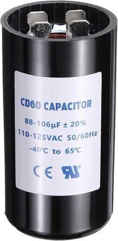 Meccanixity CD60 مكثف 88-106 UF/MFD ، 110-125 VAC CD60 تشغيل مكثف بدء تشغيل المحرك 50/60 هرتز لمحرك المروحة الكهربائية البدء في مضخة البئر ، الأسود in Kuwait