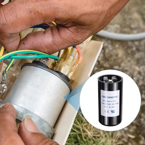Meccanixity CD60 مكثف 88-106 UF/MFD ، 110-125 VAC CD60 تشغيل مكثف بدء تشغيل المحرك 50/60 هرتز لمحرك المروحة الكهربائية البدء في مضخة البئر ، الأسود in Kuwait