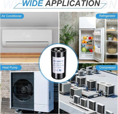 Meccanixity CD60 مكثف 88-106 UF/MFD ، 110-125 VAC CD60 تشغيل مكثف بدء تشغيل المحرك 50/60 هرتز لمحرك المروحة الكهربائية البدء في مضخة البئر ، الأسود in Kuwait