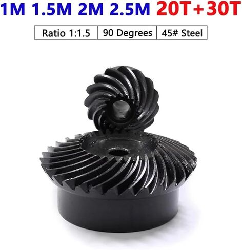Ratio 1:1.5 Spiral Bevel Gear Set 20 30 Teeth 1M 1.5M 2M 2.5M 90 Degrees Meshing Angle 45# Steel Helical Gears Blackening(2M) in Saudi Arabia