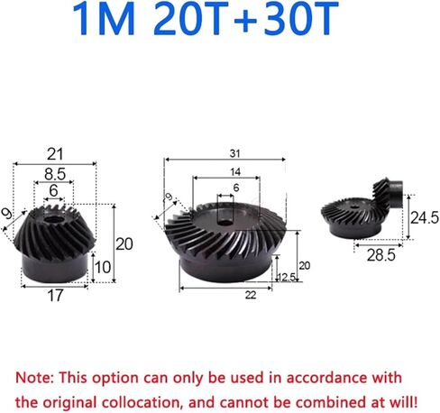 Ratio 1:1.5 Spiral Bevel Gear Set 20 30 Teeth 1M 1.5M 2M 2.5M 90 Degrees Meshing Angle 45# Steel Helical Gears Blackening(2M) in Saudi Arabia