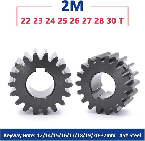 1pc 22T-30T 2M Spur Gear 45# Steel 22 23 24 25 26 27 28 30 Teeth Drive Flat Gear Keyway Bore 12/14/15/16/17/18/19/20/22/24-32mm(18mm-Keyway,26 Teeth (OD 56mm)) in Saudi Arabia