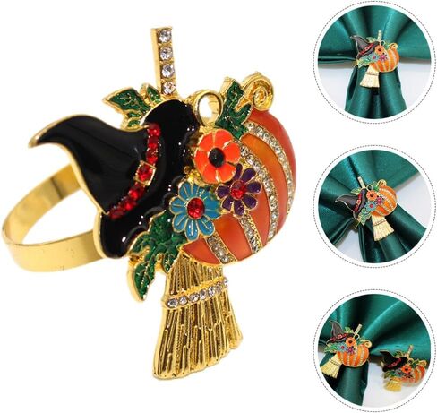 AmoSfun 4pcs هالوين من منديل حلقات القرع ساحرة من المنديل in Kuwait