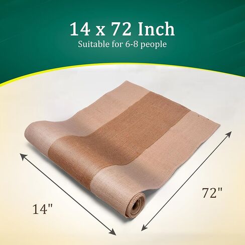 عداءات طاولة الخيش (حزمة من 1) - 14 "× 72" - عداء الحافة النهائية بدون فتراي - لا يوجد شريط أبيض على طراز مزرعة الرائحة على عداء الطاولة الطبيعي - مثالي لعيد الميلاد ، زفاف ، عيد الشكر in Kuwait