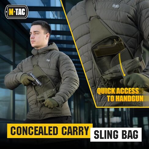 M-Tac Left-handed Tactical Sling Bag for Concealed Handgun Carry - Durable Shoulder Chest Pack with Holster for Men - Ideal for Everyday Carry & Outdoor Use in Saudi Arabia