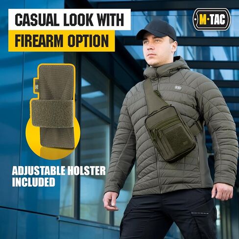 M-Tac Left-handed Tactical Sling Bag for Concealed Handgun Carry - Durable Shoulder Chest Pack with Holster for Men - Ideal for Everyday Carry & Outdoor Use in Saudi Arabia