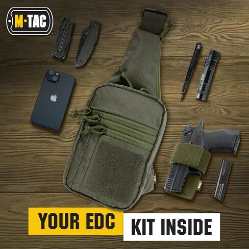 M-Tac Left-handed Tactical Sling Bag for Concealed Handgun Carry - Durable Shoulder Chest Pack with Holster for Men - Ideal for Everyday Carry & Outdoor Use in Saudi Arabia