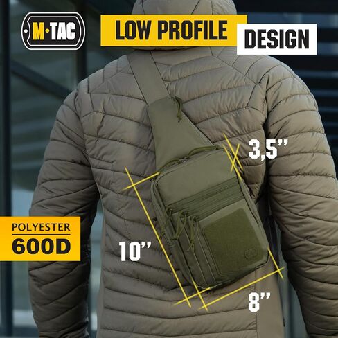M-Tac Left-handed Tactical Sling Bag for Concealed Handgun Carry - Durable Shoulder Chest Pack with Holster for Men - Ideal for Everyday Carry & Outdoor Use in Saudi Arabia