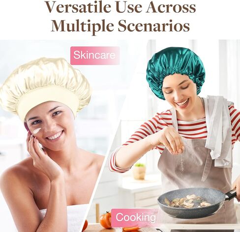 GOO GOO Satin Bonnet for Sleeping, Double Layer Satin Bonnet for Women and Men, Soft Hair Bonnet with Adjustable Band, Bonnet Hair Dryer for Long Curly Hair, #Watermelon Red+Black in Saudi Arabia