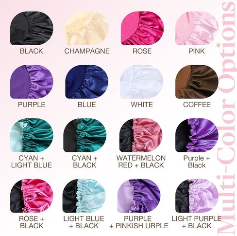 GOO GOO Satin Bonnet for Sleeping, Double Layer Satin Bonnet for Women and Men, Soft Hair Bonnet with Adjustable Band, Bonnet Hair Dryer for Long Curly Hair, #Watermelon Red+Black in Saudi Arabia