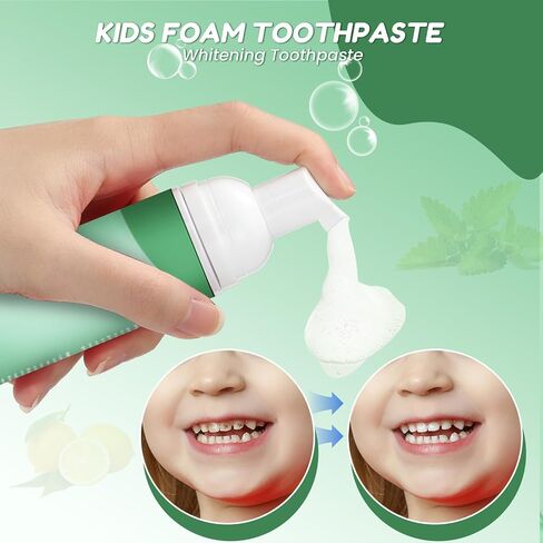 Fluoride Free Foam Kids Toothpaste - Natural Teeth Clean and Whitening Toothpaste with Strawberry and Watermelon Mint Flavor, Organic Travel for U Shaped Toothbrush in Saudi Arabia