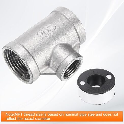 HARFINGTON Tee Pipe Fitting (1/2" x 1" x 1") NPT Female 304 Stainless Steel t Shaped Reducer 3 Way T-Connector for Industrial Connection Water Air Gas Oil Fuel in Saudi Arabia