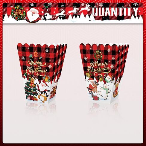 Christmas Popcorn Boxes 18PCS Popcorn Cups Popcorn Holder Popcorn Bowls Cardboard Small Snack Candy Containers for Kid Wedding Birthday Party Decoration in Saudi Arabia